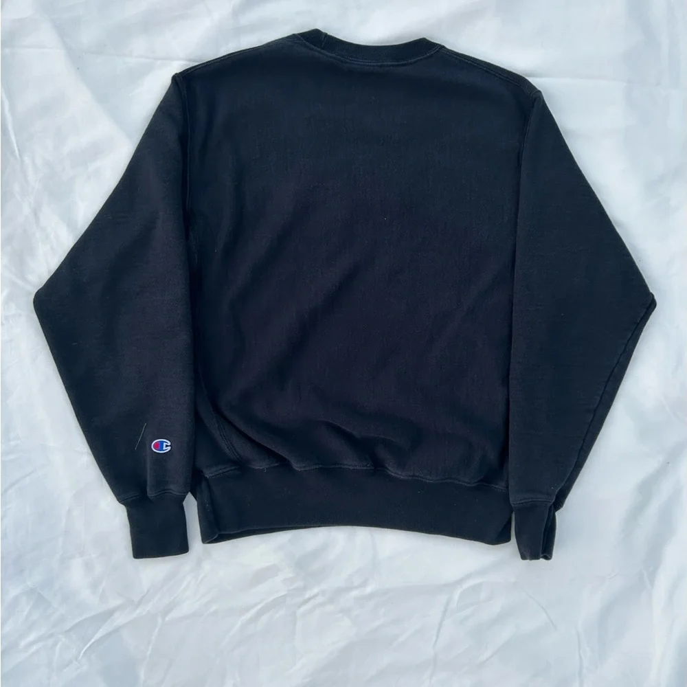 Black Champion Reverse Weave Sweatshirt - Picture 3 of 3